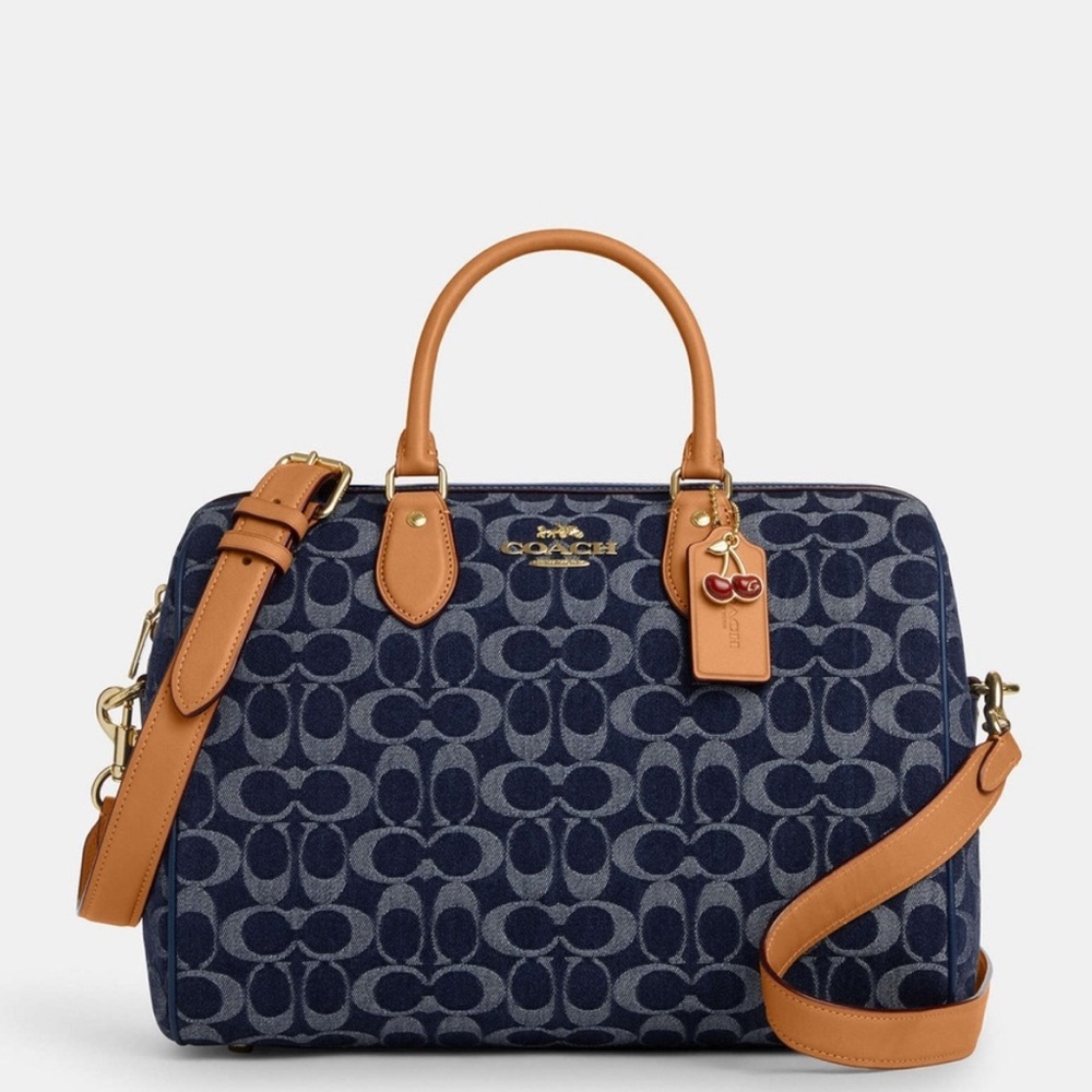Coach Blue and Tan Satchel